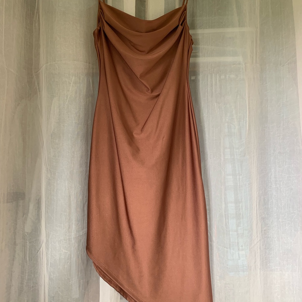 Brown rust color cocktail dress